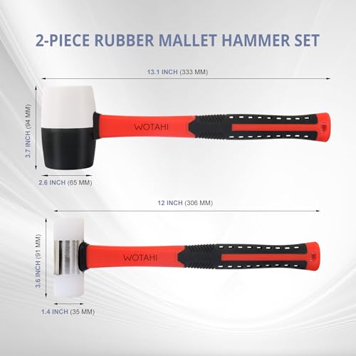 WOTAHI 2-Piece Rubber Mallet Set