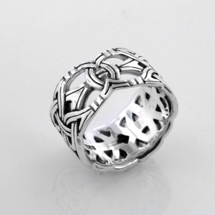 Viking Braided Wedding Band Borre Knot Norse Celtic 10mm Sterling Silver Ring(Sizes 4,5,6,7,8,9,10,11,12,13,14,15)4