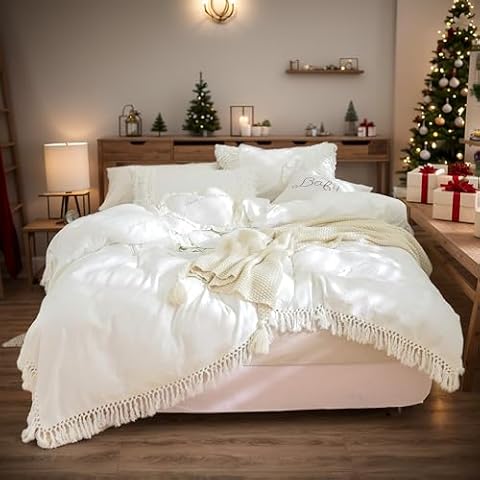 Softta Bohemian Duvet Cover Set Twin Size 3Pcs (1 Duvet Cover +2 Pillowcases) Beddings Luxury and Elegant Comforter Covers Tassel 100% Washed Cotton Cover