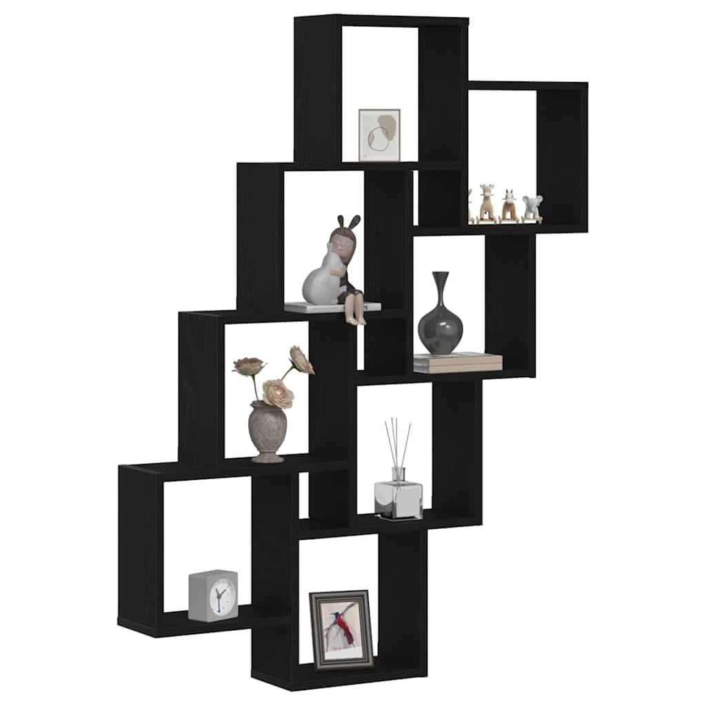 Estantería de pared (90 x 15 x 119 cm, madera derivada de la madera, diseño moderno, 8 compartimentos, resistente y ahorra espacio, para sala de estar, oficina, dormitorio