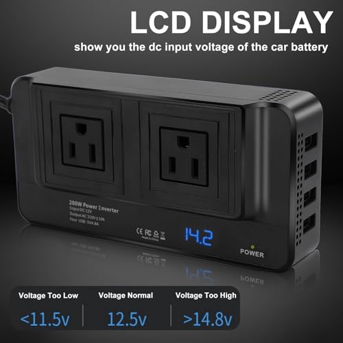 Onduleur 12V Voiture 200W - Convertisseur Allume-cigare Avec Ports USB Et Type-C, Idéal Voyage