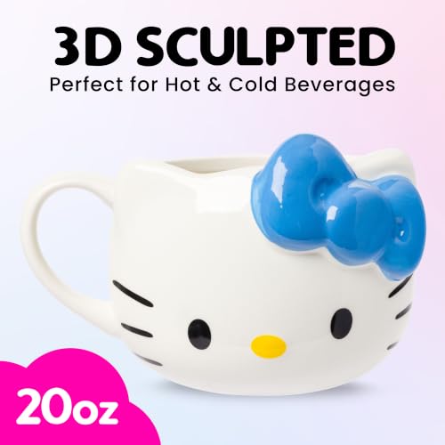 Image of Silver Buffalo Sanrio Hello Kitty Blue Bow, 3D Sculpted Mug, 20oz