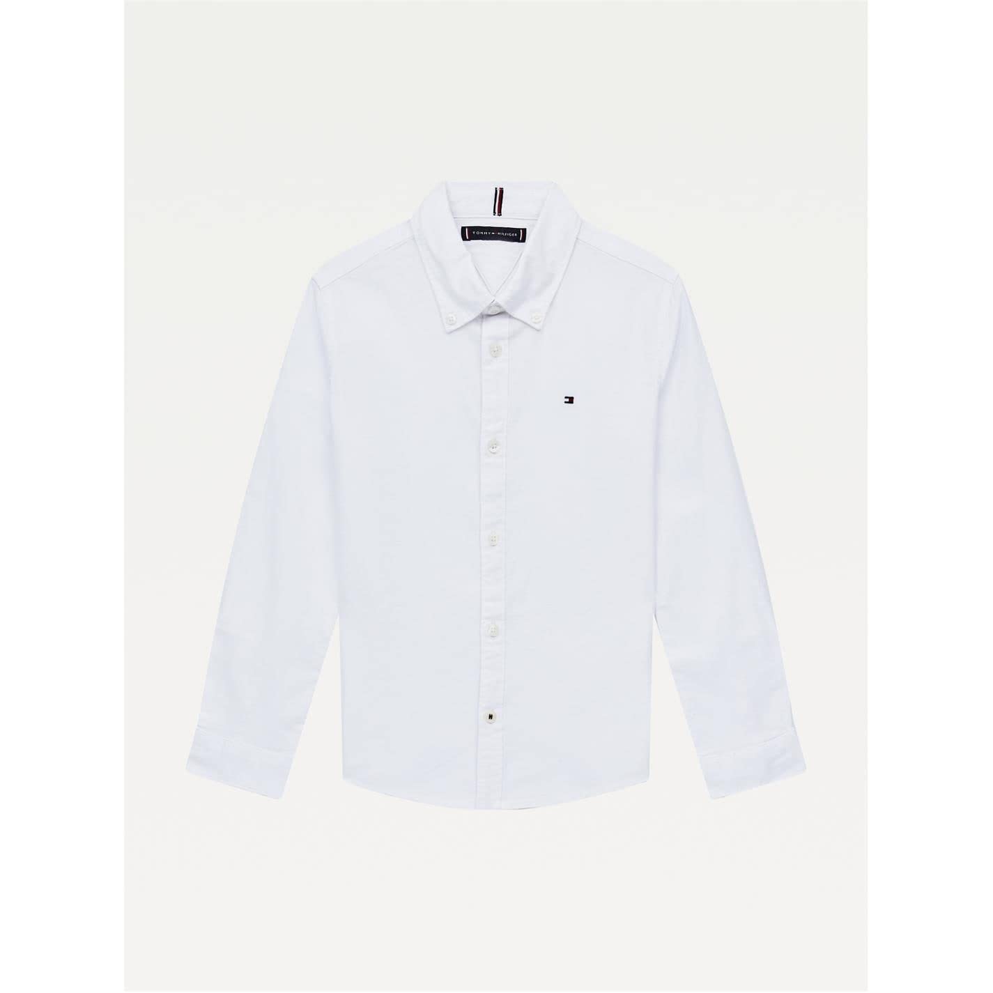 Tommy Hilfiger Jungen Hemd Oxford mit Stretch, Weiß (White), 14 Jahre