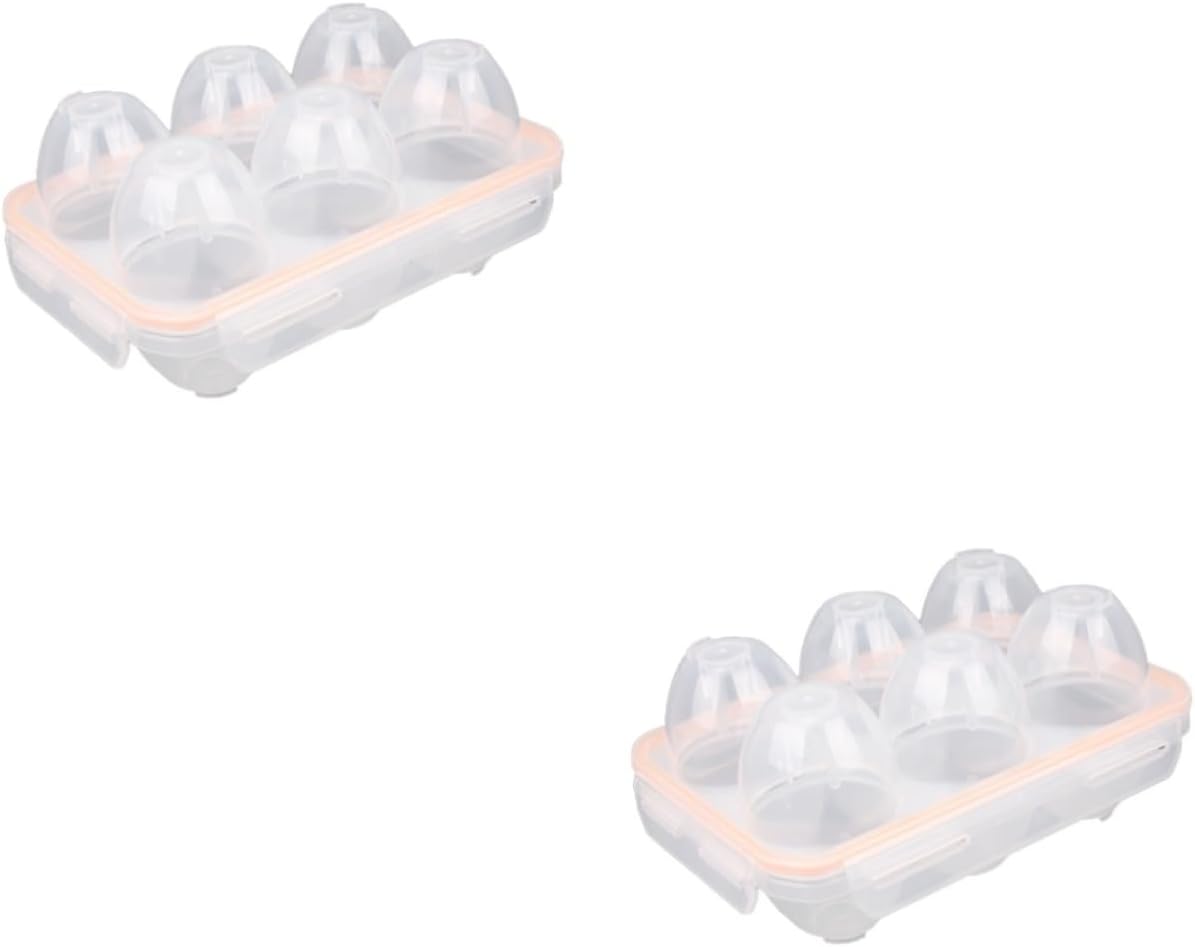 2 Pcs Egg Protection Box Stackable Covered Egg Trays Portable Egg Tray Portable Fridge Egg Storage Dispenser Deviled Egg Plate Camping Refrigerator Anti-Stress Egg Box Pp (Orangex2p