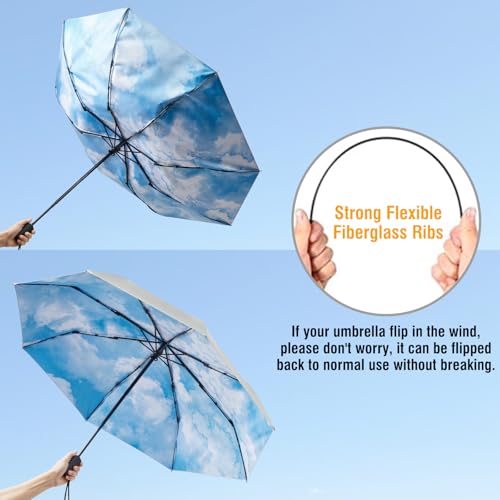 Image of G4Free UPF 50+ UV Protection Large Travel Umbrella 46 Inch Auto Open Close Windproof Sun Blocking Umbrella