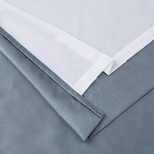 Hlc.me Jefferson Faux Silk Semi Sheer Light Filtering Microfiber Lined Grommet Lightweight Window Curtains Drapery For Bedroom, Dining Room & Living Room, 2 Panels (54 X 84 Inch, Dusty Blue) #TOP6