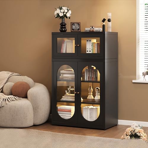 Vitrinas con puertas de cristal, armario de metal para coleccionables, gabinete de esquina para coleccionables, Curio, China, libros, vitrinas de exhibición de licor alto