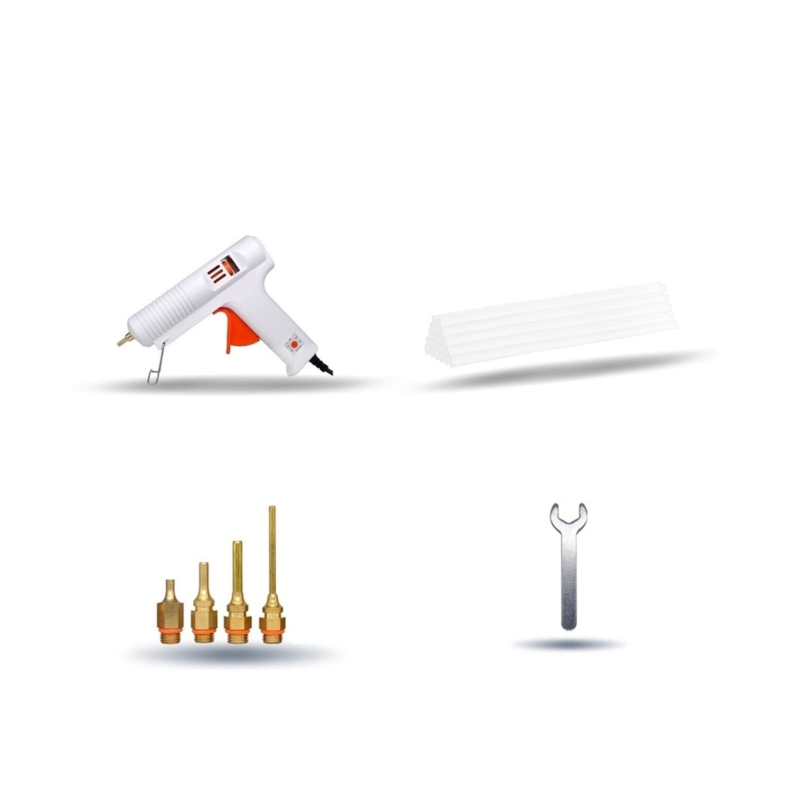 Pistola De Pegamento Fusión En Caliente 150 W, Herramienta Reparación Injerto Ajustable Alta Temperatura Profesional, Calor Eléctrica, Térmica DIY Unión Rápida Fiable(Gun-Nozzle4PCS)