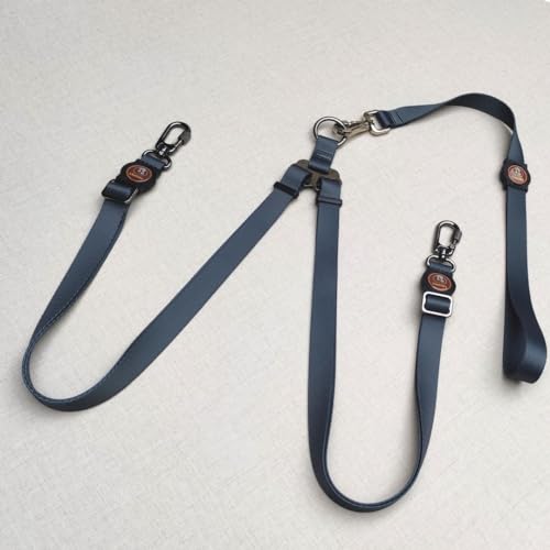 Guia Dupla Passeio Para Cachorro linha Sport Premium (Cinza, M regula de 1,15m a 1,5m com fita na la