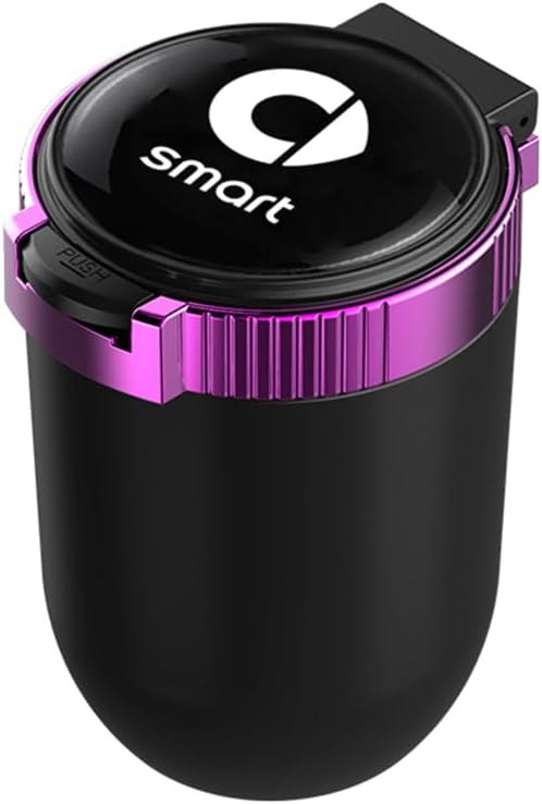 Car Ashtray for Smart #1#3 Multifunctional Portable Trash Can Dustproof Ashtray Smokeless Cigarette Holder Interior Accessories,Purple