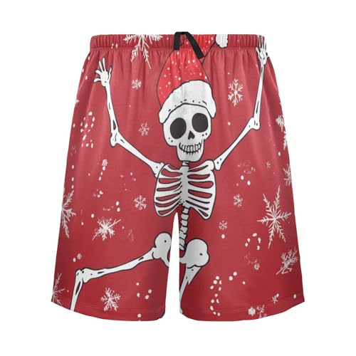 Men's Short Pajama Bottoms Funny Skull Dance Christmas Home Casual Sleep Pants