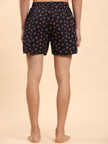 Image of B STORIES Bstories Men's Cotton Printed Boxer Shorts | Soft & Breathable Woven Cotton | Elastic Waist | Regular Fit | Comfortable Lounge & Sleepwear