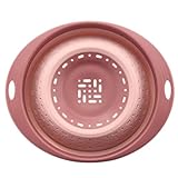 SHINEOFI Cesta de Drenaje Telescópica Plegable de Plástico Rosa para Lavar Frutas y Verduras Cesta Coladora Multifuncional de Cocina Compacta y Resistente