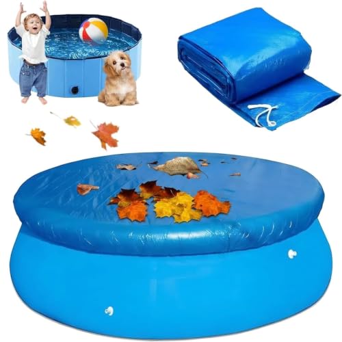 6ft Round Pool Cover Heavy Duty Swimming Pool Cover with Drawstring for All Round Above Ground Inflatable Pools Waterproof Dustproof Pool Protection for Dirt and Debris (183cm / 6ft)