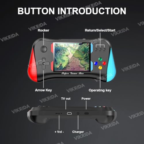 Image of VikriDA Handheld Retro Video Games for Kids X7M 500-in-1 Retro Game Console TV Compatibility Rechargeable Gamepad (Pack of 1) (X7M Video Game),Multicolor