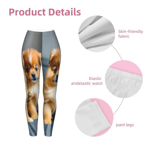 Leggings no se transparentan con estampado de Pomeranias para mujer 7