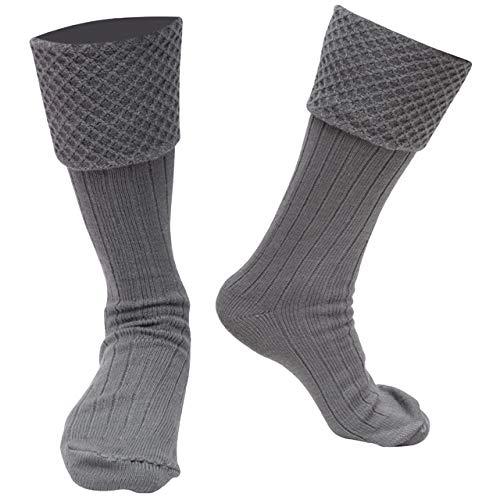 New Machine washable Piper Style Kilt Hose, Best Scottish kilt hose socks for Men (Charcoal, Large = 9-11)