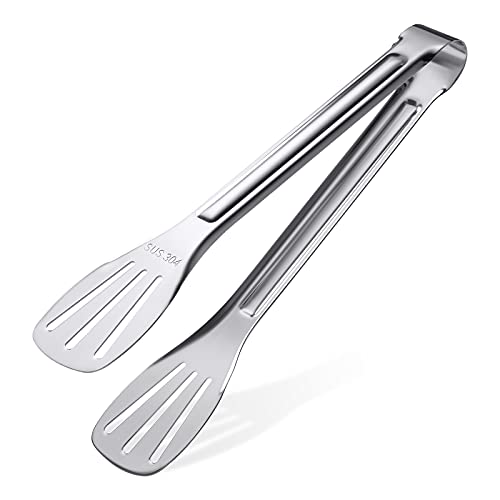 Kitchen Tongs(9'')-304 Easy to Clean-Food Safe Stainless Steel Cooking Tongs,Salad,BBQ,Serving,Frying Tongs Utensils,Kitchen Gift etc,Easy Grip Best Sturdy Tongs,Non Stick.