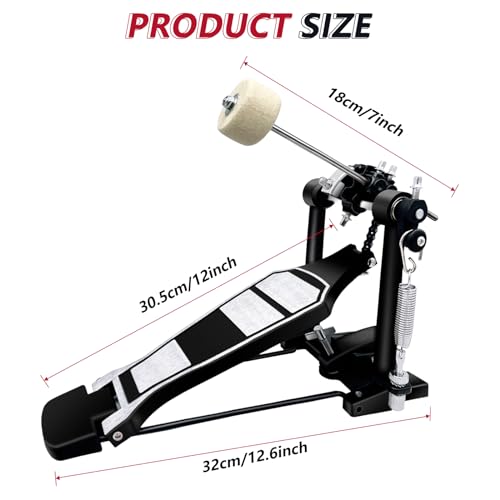 AZEAM Bass Guitar Pedal, Double Bass Pedal Mount, Double Chain Pedal Mount, Percussion Hardware, Kick Drum Kit, Pedals, Step On Hammer, Adj. Bass Pedal with Batter Head For