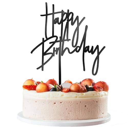 Schwarz Happy Birthday Tortendeko Geburtstag Cake Topper Happy Birthday Cake Topper zum Geburtstag für Männer, Frauen, Jungen und Mädchen