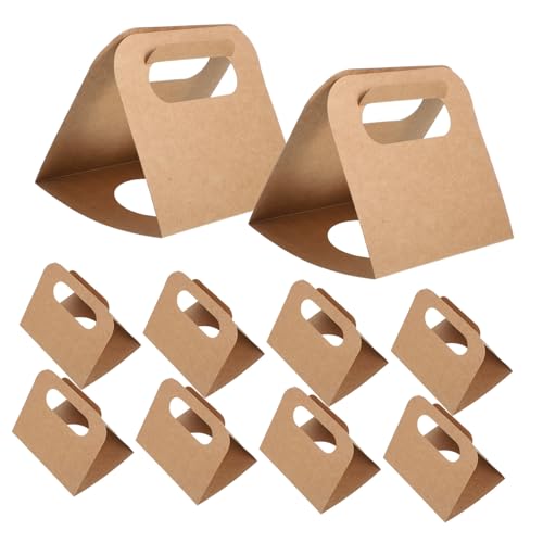 Cabilock 10Pcs Drink Carrier with Handles Disposable Paperboard Holder for Beverages Portable Beverage Container for Coffee Tea and Takeaway Packaging