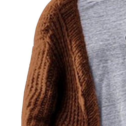 Mens Ribbed Edge Long Cardigan Long Length Drape Casual Overcoat V Neck Casual Knited Sweater3