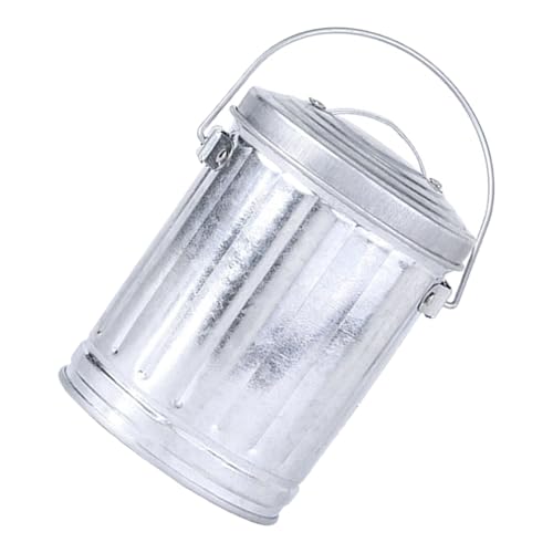 omiinitio Cenicero simple de hierro galvanizado con tapa para el hogar oficina y mesita de noche escritorio cubo de basura cenicero práctico cenicero con tapa