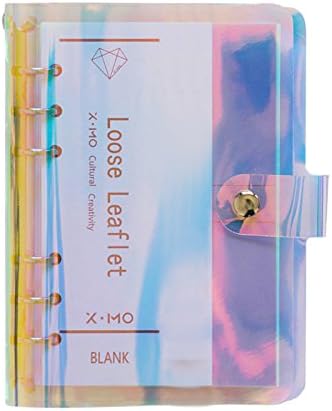 A6 A5 6-Holes Colorful PVC Cover Round Ring View Binder with Snap Button Closure File Folder (Black Rain, A6 Mini Set)