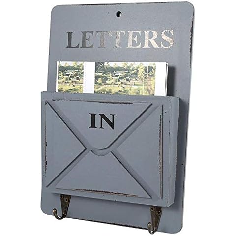 Asixx Zeitungshalter Wand, Post Halter Dekoratives Wandregal aus Holz und Eisen Cover
