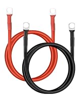 QWORK – QWORK® 2 Stück Batteriekabel 16mm² 5AWG - 100 cm 12V Rot & S