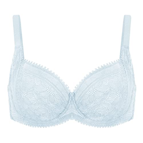 Hsia Women Minimizer Underwire Bra Sexy Sheer Lace Full Coverage Unlined Bra 34Dd Light Blue #TOP3