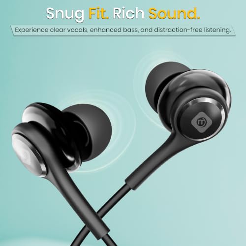 Image of MAKPOWER Type C Wired Earphone with in Line HD Microphone & Volume Controller, Heavy Bass, HD Audio, 120 cm Tangle-Free Cable Compatible with, Android Smartphones & All Type-c Mobiles (Active Black)