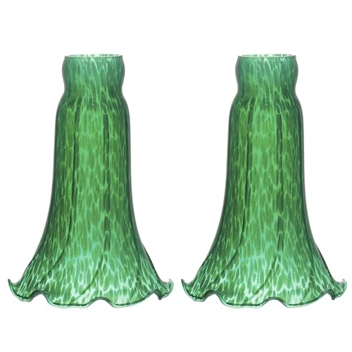 Lily Lampshade Only 2 Pack Green Tulip Flower Glass Lamp Shade Replacement Tiffany Style Lily Table Floor Lampshade Replacement