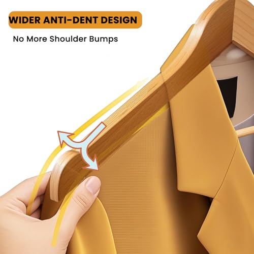 MRTLLOA 6/20/30 Pack Wooden Suit Hangers for Men & Women, Heavy Duty Coat Hangers, Elegant, Durable & Non-Slip, Solid Coat Hanger for Jacket, Suit, Shirt, Jeans(Natural, 20-Pack) - Image 4