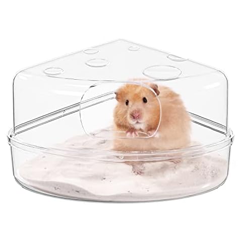 BUCATSTATE Hamster Sand Bath Box - Transparent Critter's Litter Box Sand Bath Shower Room & Digging Container Heighten Version for Guinea Pig Mice Gerbils or Other Small Pets (Large,Transparent) Cover