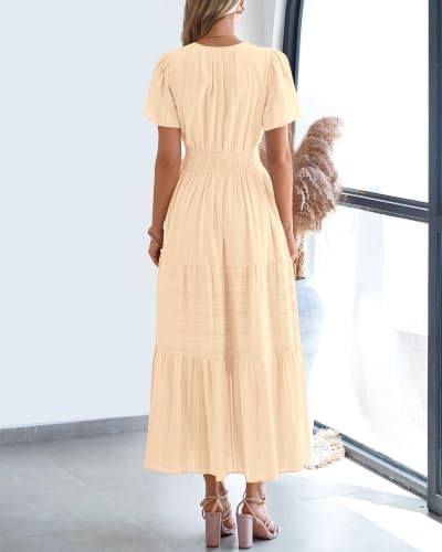 BTFBM Womens Summer 2026 Casual Midi Maxi Dresses,S,Apricot - 2