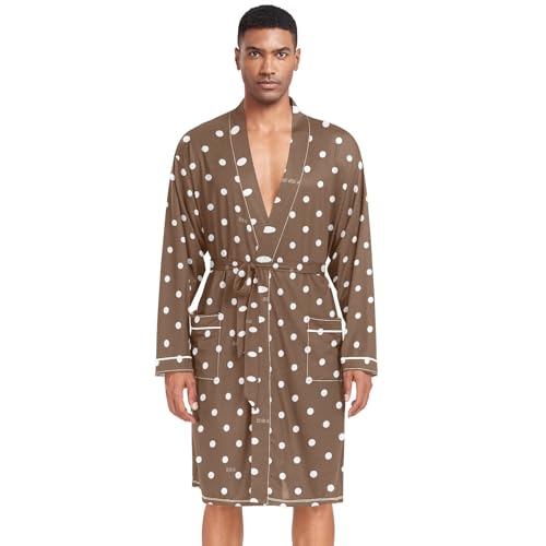 Amooorous Albornoz de lunares de dibujos animados para hombre, bata de baño grande y alto, camisa de dormir para hombre, camisas de noche para dormir, batas para parejas, para dormir, talla L