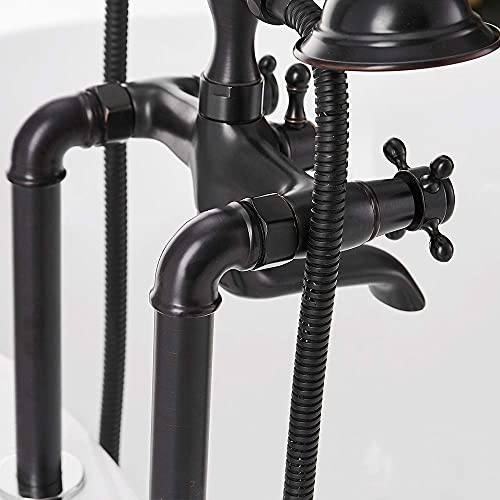 Robinet d'eau baignoire haut de gamme en laiton noir à double commande - 7