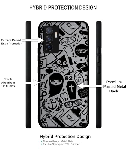 Image of Discover Or Death Design Premium 2D Printed Metal Back Case Cover for Vivo V23E 5G / Y75 4G
