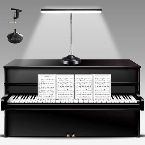 BZBRLZ Piano Light LED Piano Lamp for Upright/Digital/Grand Pianos Flexible Gooseneck Music Stand Light with 3 Color Modes×10 Brightness Desk Lamp for Home Office Black(with Base and Clamp)