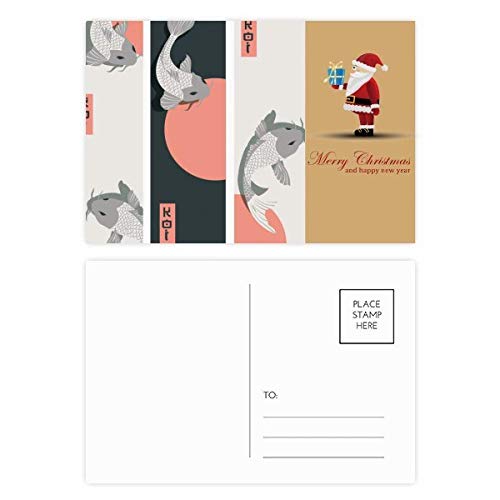 Cartes postales chinoises lot de 20 à offrir pour Noël avec motif carpe poisson