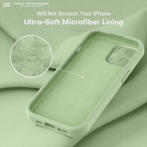 Image of LOVE 3000 Designed for iPhone 14 Pro Case, Premium Silicone with [Soft Anti-Scratch Microfiber Lining] Shockproof Protective Phone Case for Men Women Girls 6.1 inch, Matcha
