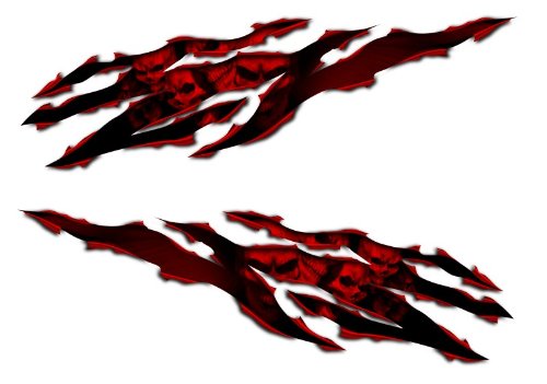 Skull rip Red rip V1 Motorcycle Decal Sticker Set 8