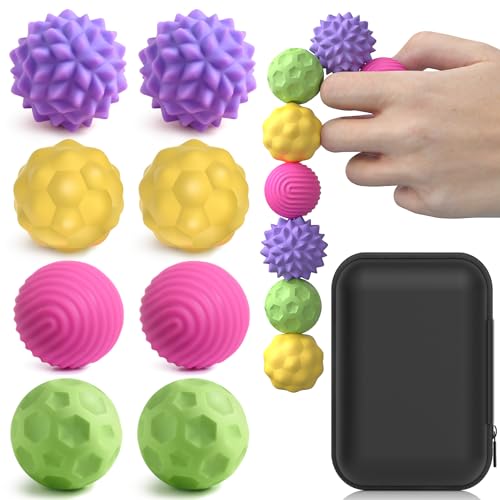 Silicone Magnetic Balls Fidget Toys for Adults & Teens, 8PCS Stress Relief Sensory Toys for Autism ADHD Anxiety, Fun Textures Gadgets,Office Desk Toy,Stocking Stuffers for Women Men Teen Gift