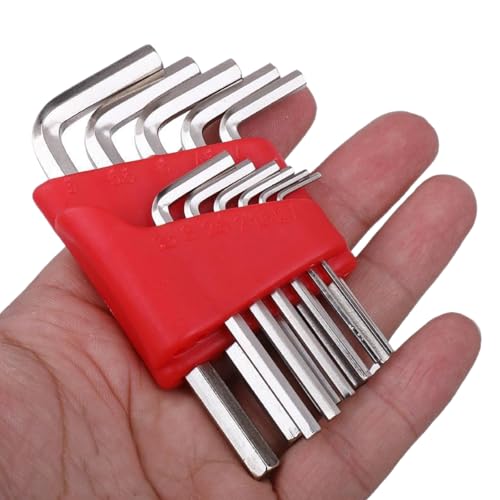11pc Small Metric Hex Allen Key Wrench Tool Set. 1.27-6mm Long and Short Arm Sizes of Hard Cr-V Alloy in a Compact Holder