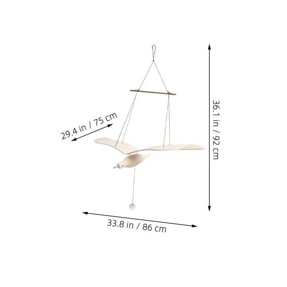 HOLIDYOYO Seagull Hanging Mobile Wooden Flying Bird Decor Nursery Wall Hanging Ornament for Home Nursery Room Balcony Patio Decor