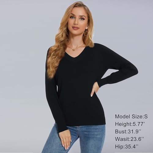 Women's Long-Sleeve Pullover Lightweight Soft V-Neck Casual Sweater Top4