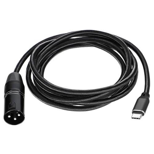 Câble USB C vers XLR mâle 2m en nylon robuste avec convertisseur audio pour amplificateur