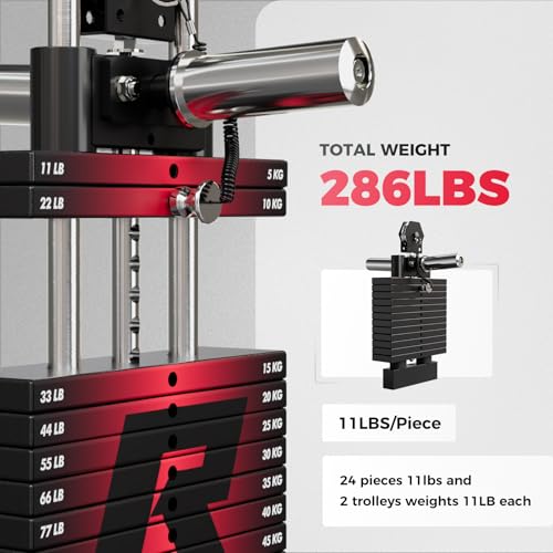 Image of RitFit M1 Pro Smith Machine Package, All-in-One Power Cage with Weight Stack Set, Includes LAT Pulldown & Cable Crossover System for Home Gym
