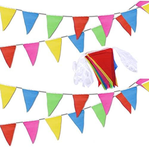 SERWOO 6m 2 Stringhe Bandiere Striscioni Bandierine Feste Vintage Decorazioni per Compleanno Matrimonio Cerimonia 24pz Triangle (3 Metri/ Stringa